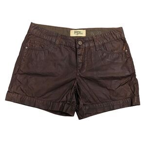 Anthropologie Holding Horses Vegan Leather Shorts Women's Wax Brown Size 27 Boho